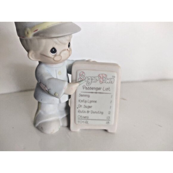 Two Vintage Precious Moments Sugar Land Theme Figurines 1995 Cat & Sign Holder - Picture 5 of 15